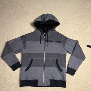 Vintage 2000s Y2K Volcom Sherpa Lined Skater Grunge Zip Up Hoodie Mens Sz S Gray